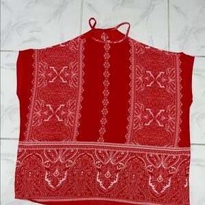 Charming Charlie Red Bandana Print Top